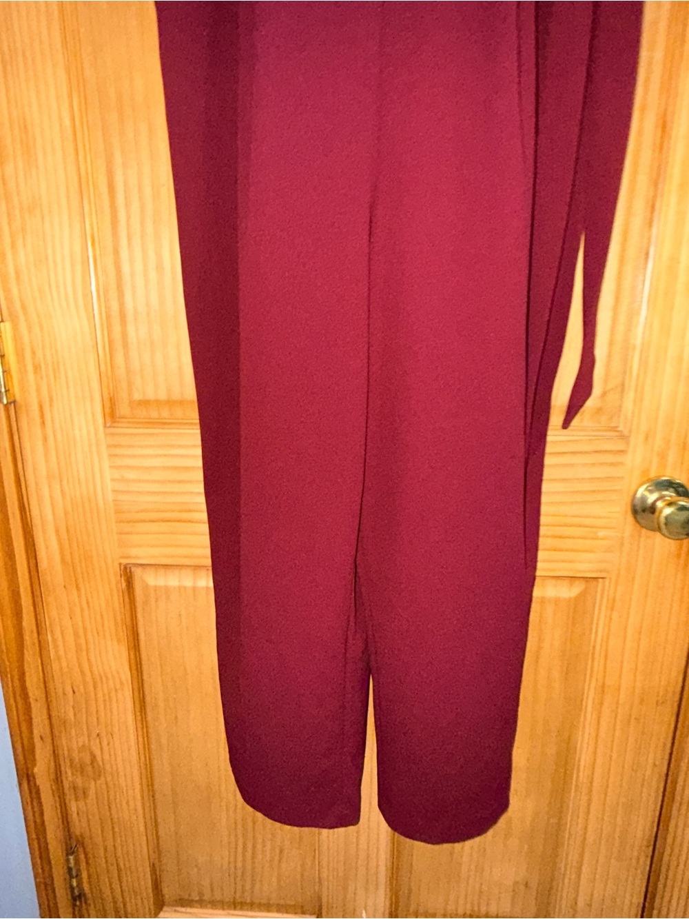 Calvin Klein Elegant Burgundy Jumpsuit w/Self Tie Belt, Tulip Sl & Pockets-16-EC - Picture 6 of 16